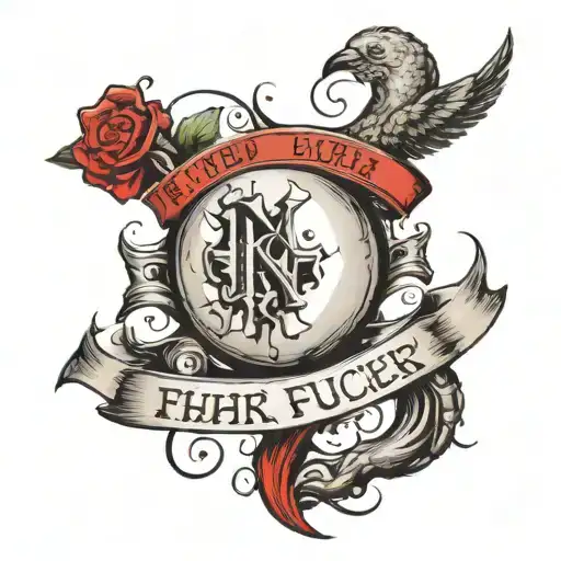 text tatoo "r-h girls fucker" where the word fucker is crossed out with a red line and lover is writte tattoo design idea