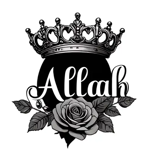 Aaliah name sorrounded by roses intertwined with crown  tattoo design idea