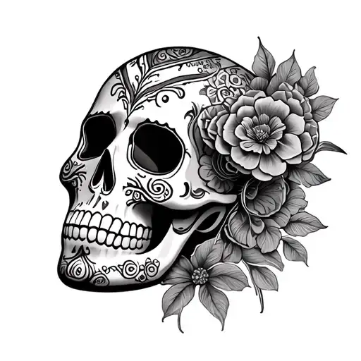 Mexican sugar skull tattoo design idea