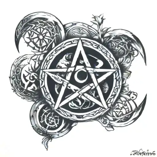 wicca symbols tattoo design idea