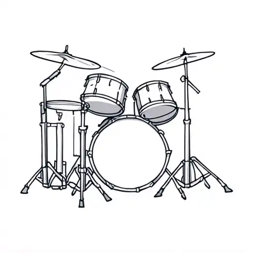 drum set small in black and gray  tattoo design idea