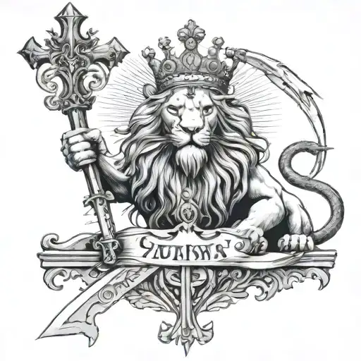 Year 1984 and 2016 Lion and sword Canons "DEUS PER OMNIA" "VICTORIA CONCORDIA CRESCIT" Crown Persian warior ocean tattoo design idea