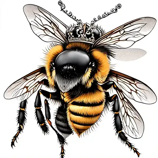 queen bee wearing crown adorned tattoo design idea
