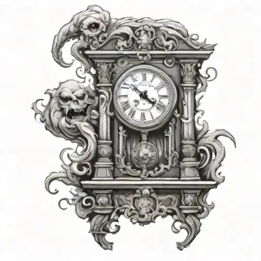 grandfather clock monster tattoo design idea