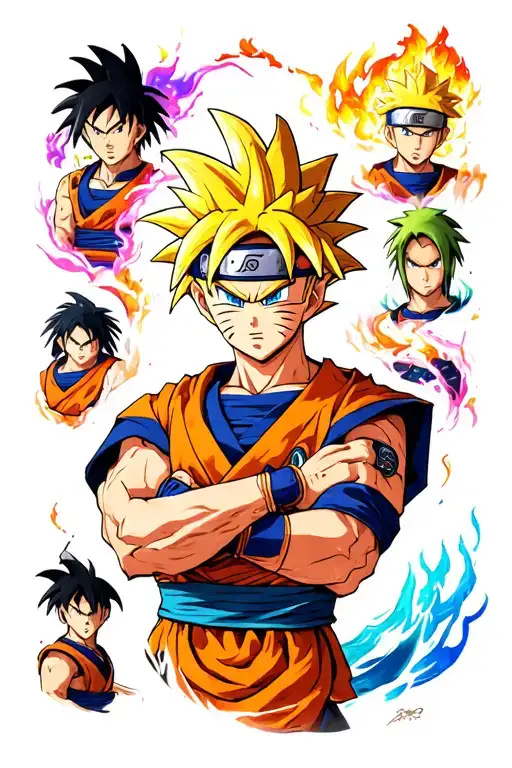 dragon ball marvel naruto tattoo in one with lots of details left hand sleeve characters naruto goku sasuke madara kakas tattoo design idea