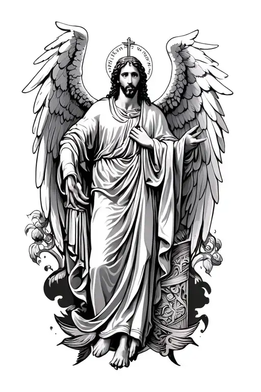 Angel Saint Constantine sleeve tattoo design tattoo design idea