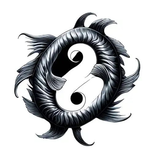 ying yang symbol made with two fish tattoo design idea