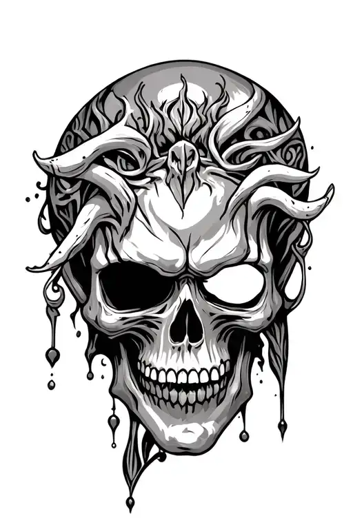 demonic skull face tattoo design idea