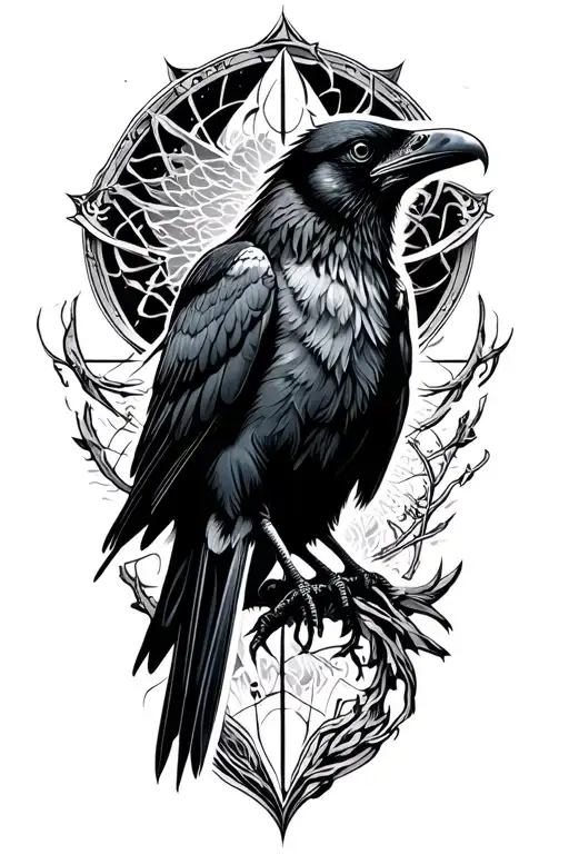 Music, raven and sempiternal logo tattoo design idea