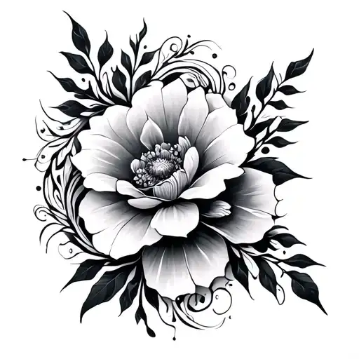 ethereal back tattoo with mild flower designs and tribal patterning, simple and elegant tattoo design idea