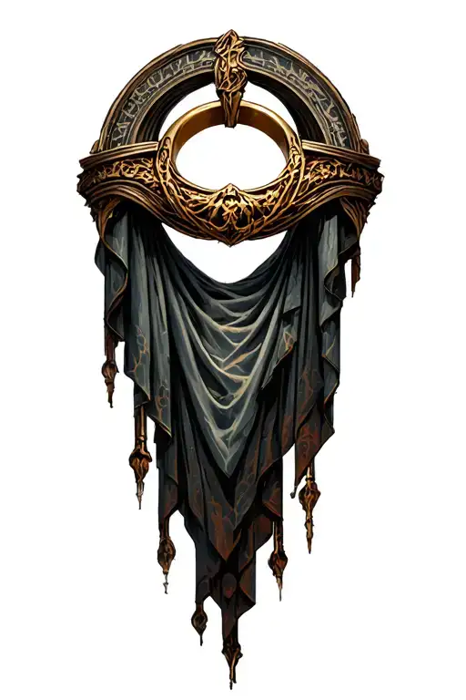 elden Ring cathedral draping tattoo design idea