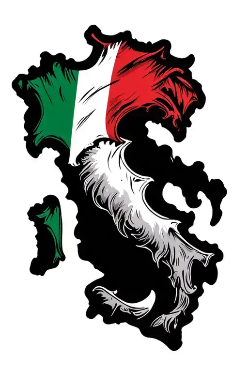 Italy card with Italian flag color tattoo design idea