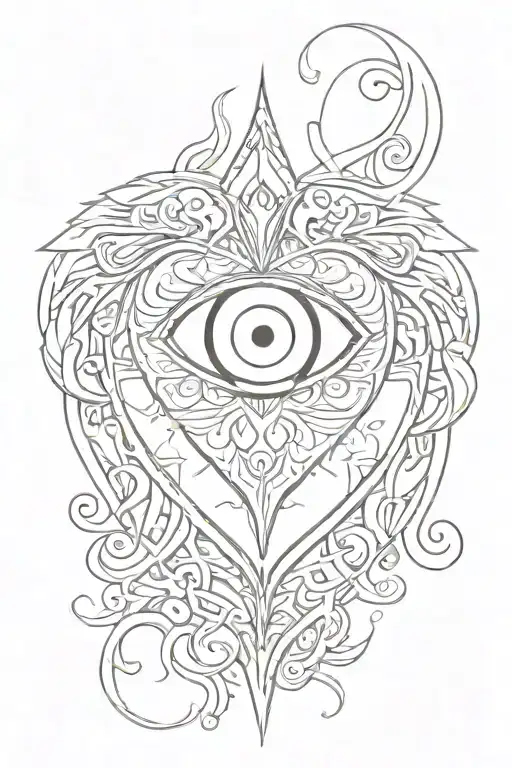 Neo-tribal heart with one eye in the center.  tattoo design idea