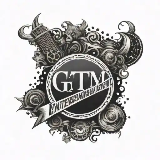 Graphic representation of GTM Entertainment logo with a dark and edgy twist, incorporating elements of murder tattoo design idea