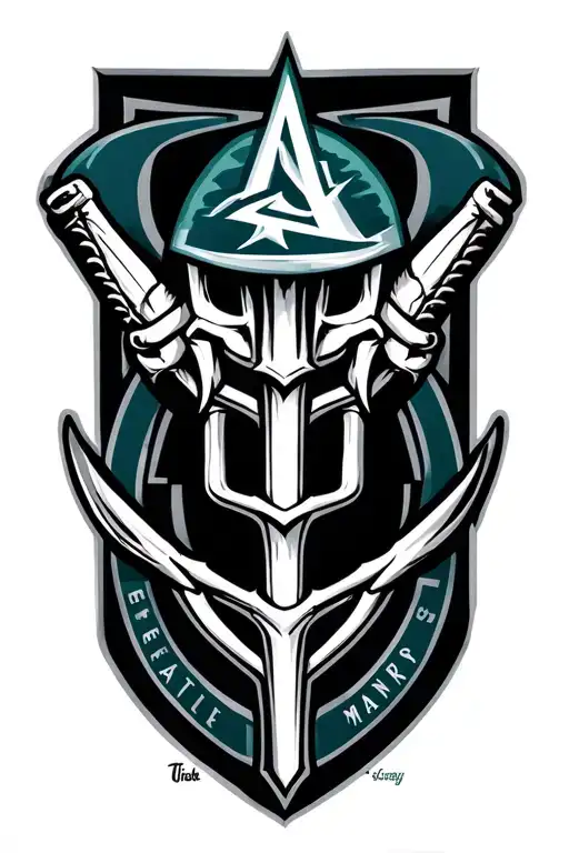 Seattle mariners trident incorporated tattoo design idea