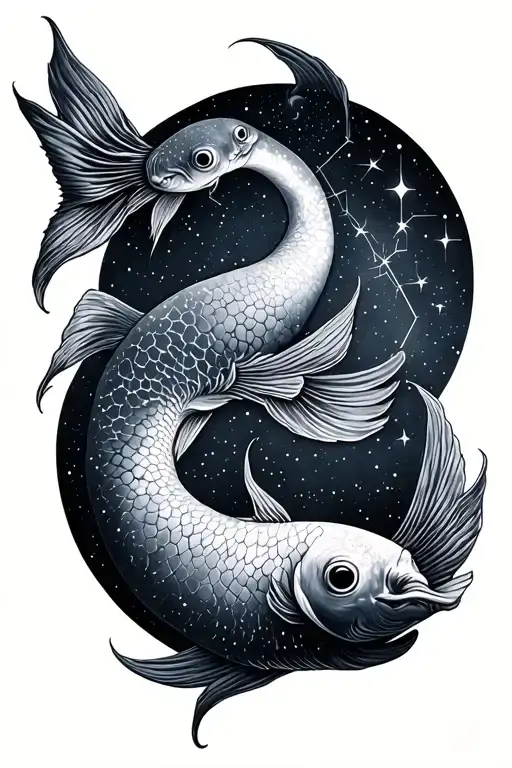 Pisces and Gemini constellation tattoo design idea
