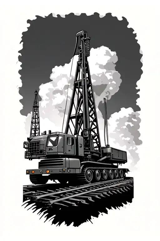 drilling rig and oilfield  tattoo design idea