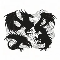 dragon and phoenix rising from ashes tattoo design idea
