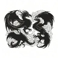 dragon and phoenix rising from ashes tattoo design idea