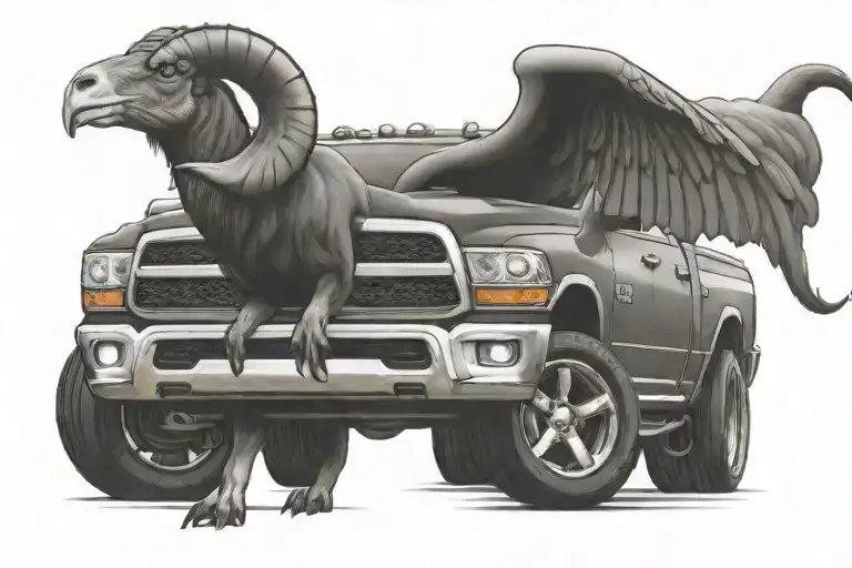 USA, Dodge Ram, jet flying tattoo design idea