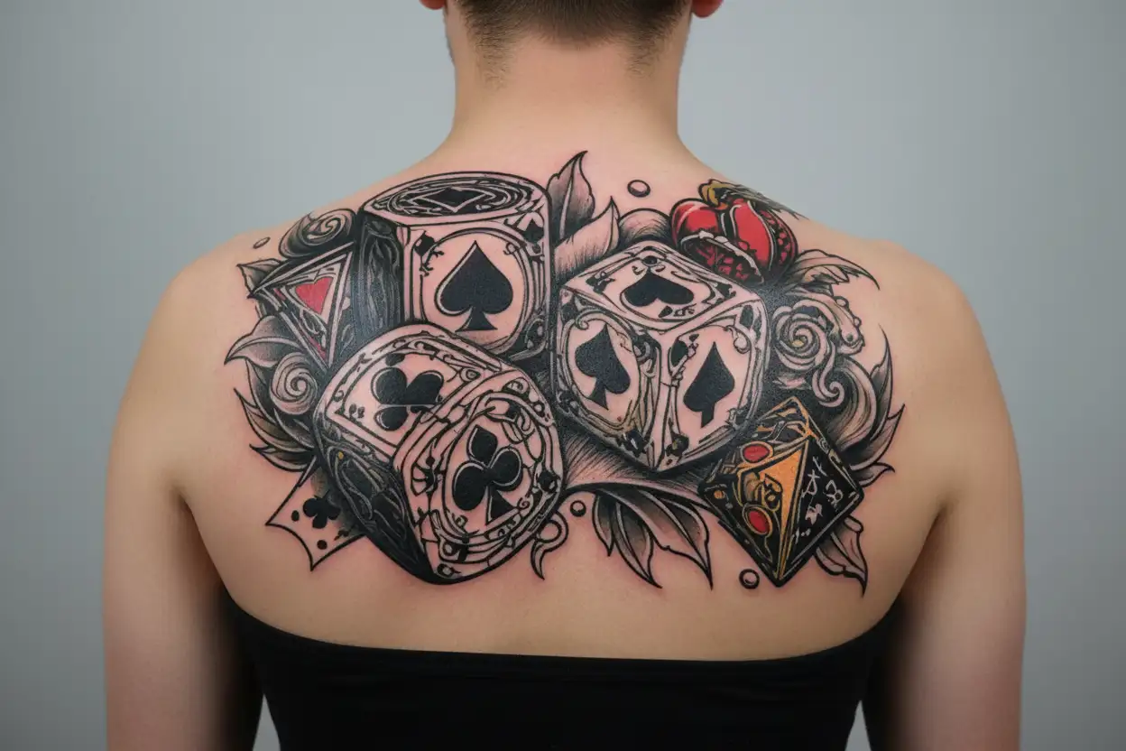 Craps, Blackjack, Poker Family (G,M,E,L,K) tattoo design idea