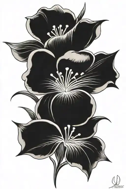 flower and signature incorporated tattoo design idea