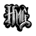 "HMG" fancy cursive font blended tattoo design idea