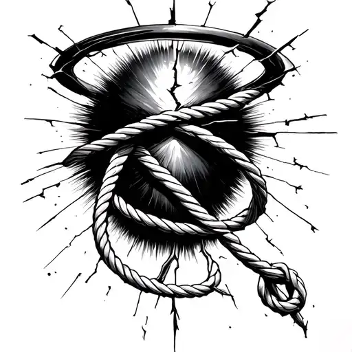a noose turn in a broken halo tattoo design idea