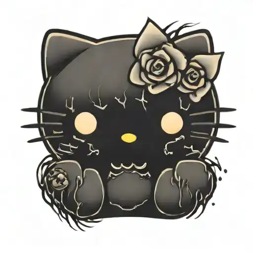 hello kitty black metal tattoo design idea