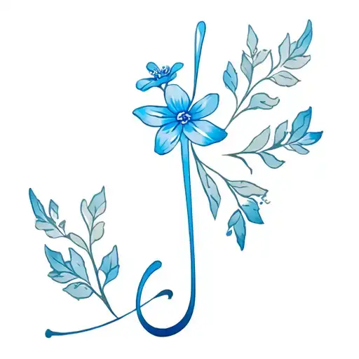 a treble clef with a forget me not flower.  tattoo design idea