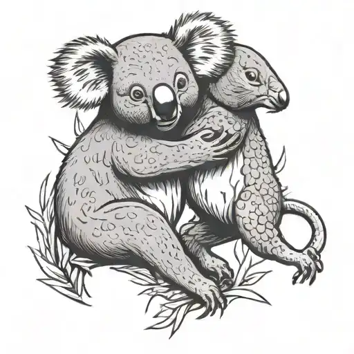 koala and kangaroo boxing tattoo design idea