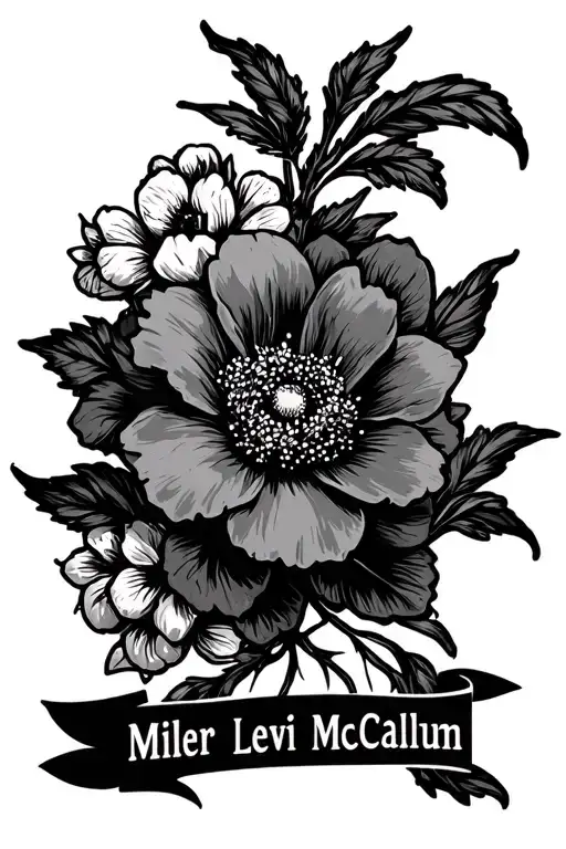 "Miller Levi McCallum " cornation flower blooming tattoo design idea