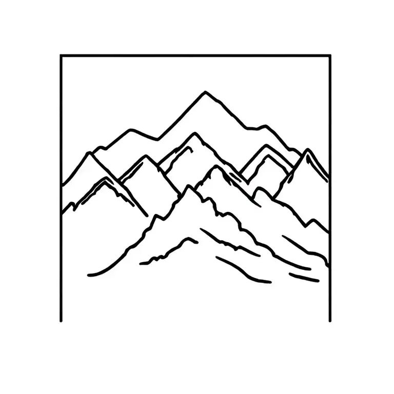 mountain range silhouette sitting tattoo design idea