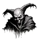 evil Disturbing horrible scary entity looking down   tattoo design idea