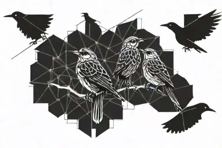3 little birds perched tattoo design idea