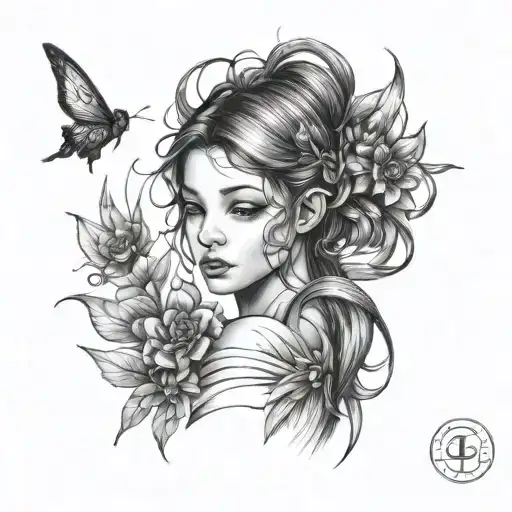 fairies and lines on shoulder blade tattoo design idea