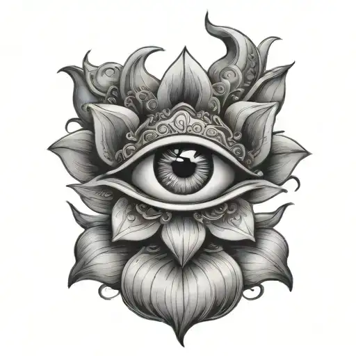 eye lotus armour tattoo design idea