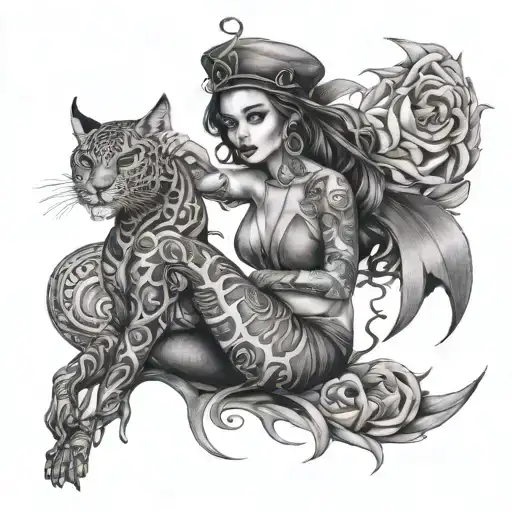 lustful girl tattoo design idea