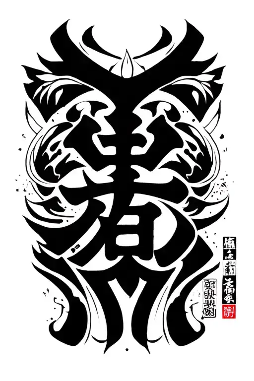 I want it to be like neo-tribal with the kanji of gara which means love tattoo design idea