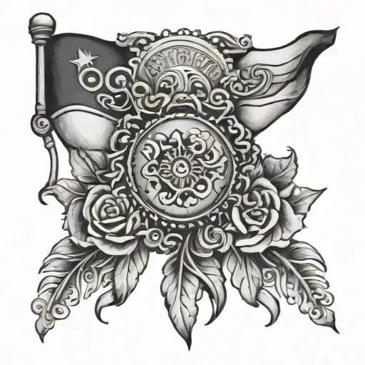 gypsy flag tattoo design idea