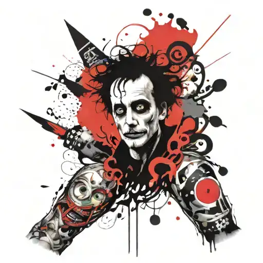 Tim Burton inspired tattoo sleeve tattoo design idea
