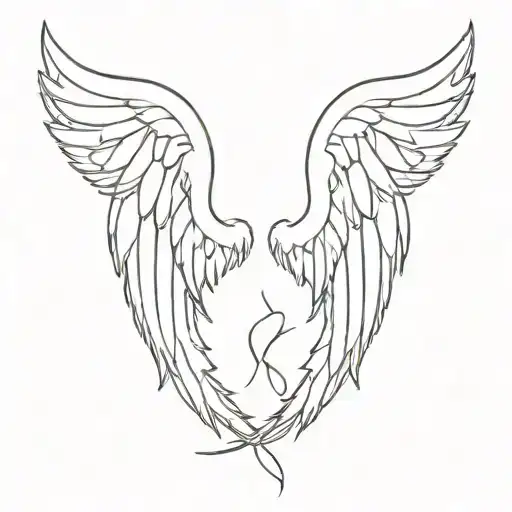damaged angel wings spread wide tattoo design idea
