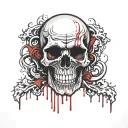 skull facing forward with blood dripping from it tattoo design idea