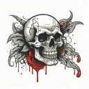 skull facing forward with blood dripping from it tattoo design idea