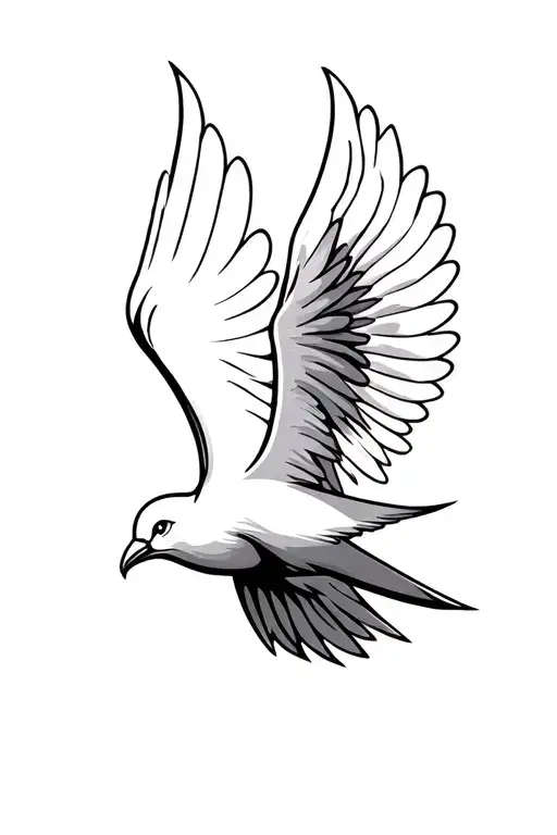 Flying dove facing forward tattoo design idea
