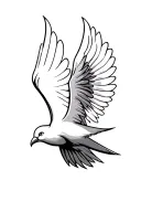 Flying dove facing forward tattoo design idea