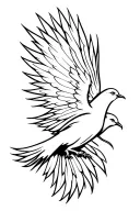 Flying dove facing forward tattoo design idea