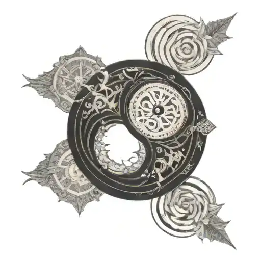 stoicism love and balance yin yang time tattoo design idea