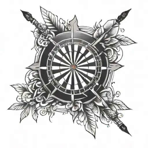 darts and a sun tattoo design idea