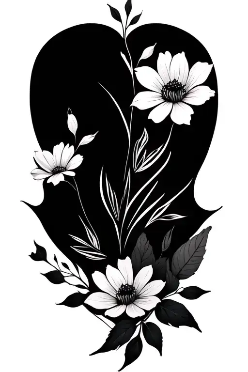 minimalist feminine tattoo design floral composition representing the family tattoo design idea